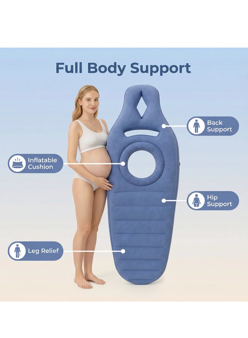 واي آند دي وسادة حمل قابلة للنفخ، مرتبة هوائية للحوامل، وسادة دعم للظهر والساقين والبطن والورك، وسادة نوم محمولة لكامل الجسم، سرير هوائي للحوامل مع فتحة - Image 2